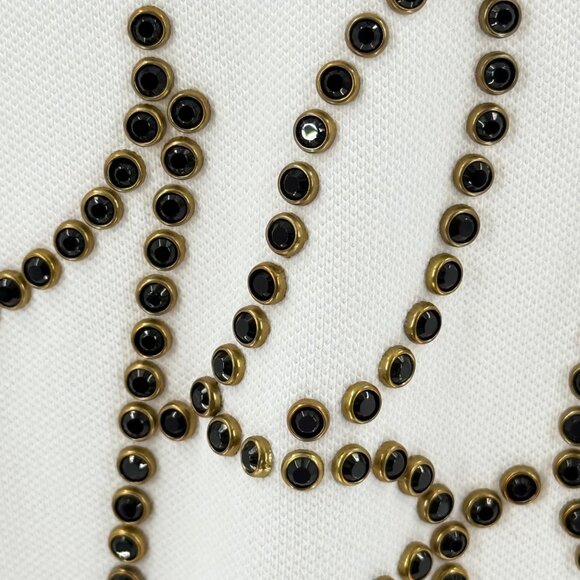 Polo T-Shirt Dress With Rhinestone Detail White M - Picture 8 of 11